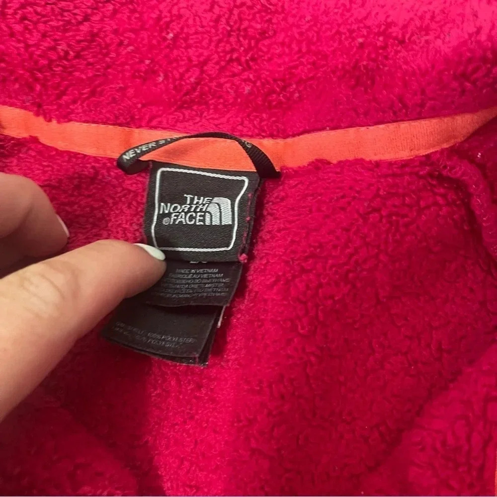 The North Face Jacket Women’s Large Pink Fuzzy Fleece Sweater Logo Osito Coat - Picture 4 of 9